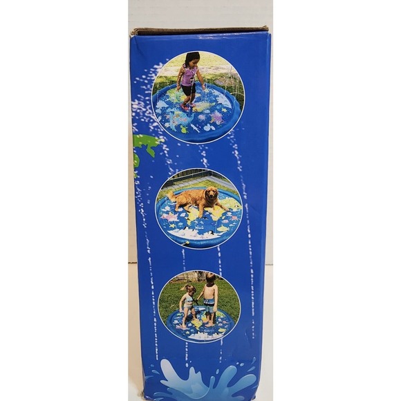 59 Inch Splash Play Mat Inflatable World map Water Toy Sprinkler Pad for Kids - Picture 3 of 4